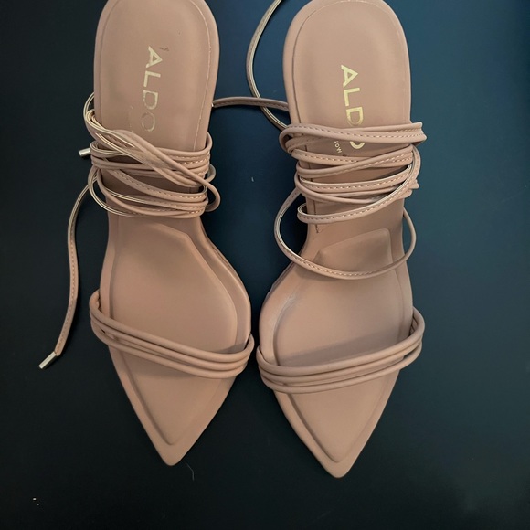 Aldo Nude Lace Up Heels - Picture 3 of 7